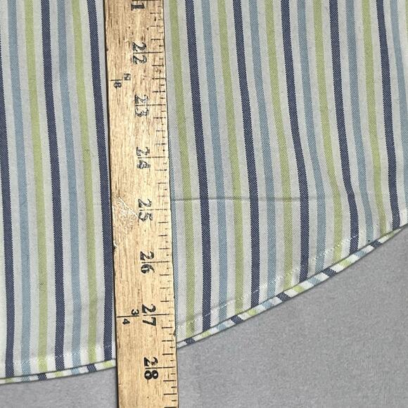 LL Bean Oxford Shirt Womens Large Pastel Striped Cotton Button Down Collar - Picture 9 of 12